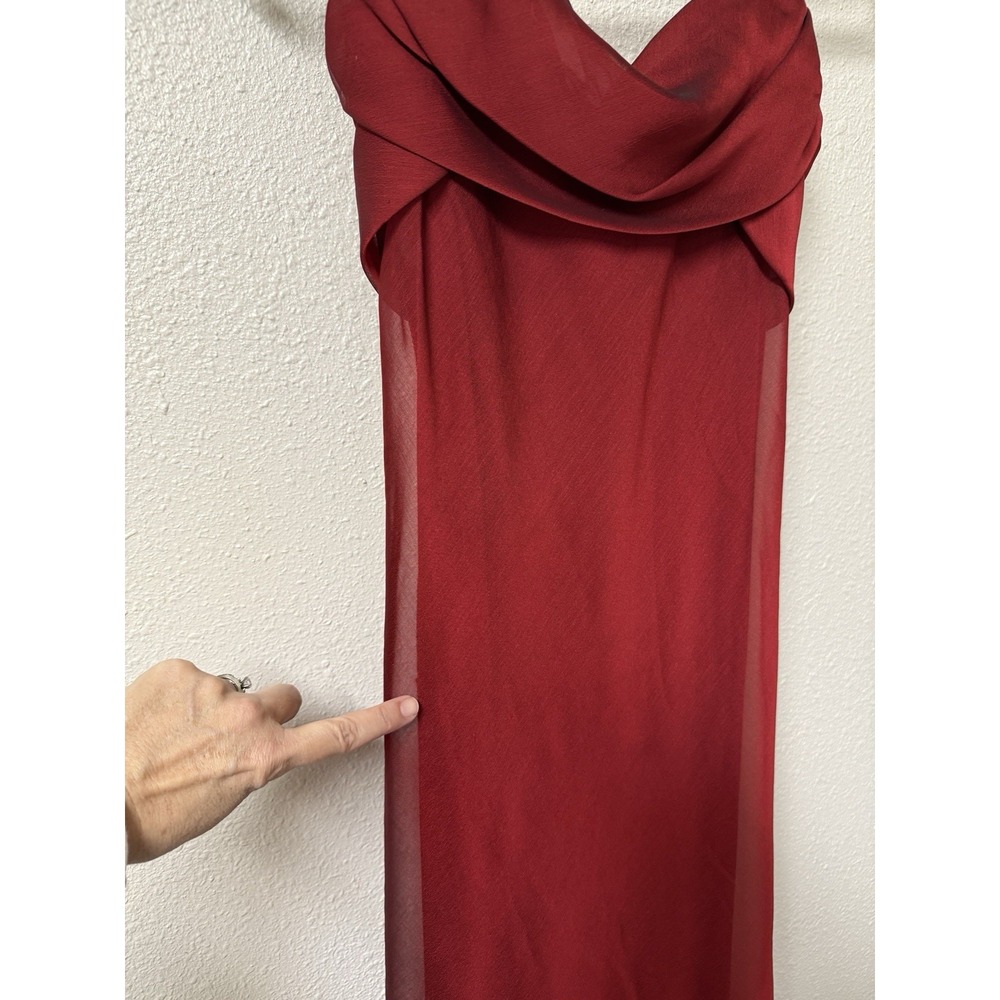 Vtg Y2K Red Slip Dress Ruched  Vamp‎ Romantic Goth 90s Whimsigoth SMALL Flaws - Picture 13 of 13
